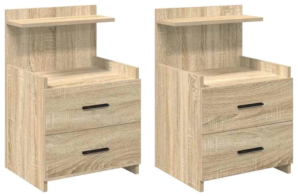 vidaXL Κομοδίνα 2 τεμ. με 2 Συρτάρια, Χρώμα Sonoma Δρυς 40x36,5x62 εκ.