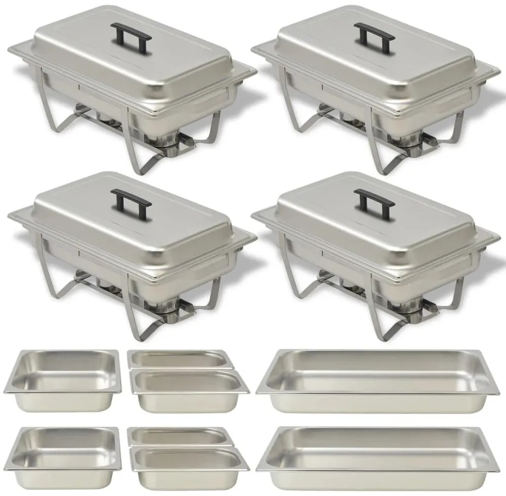 vidaXL Σετ Επιτραπέζιου Μπεν Μαρί 4 τεμ. από Ανοξείδωτο Ατσάλι