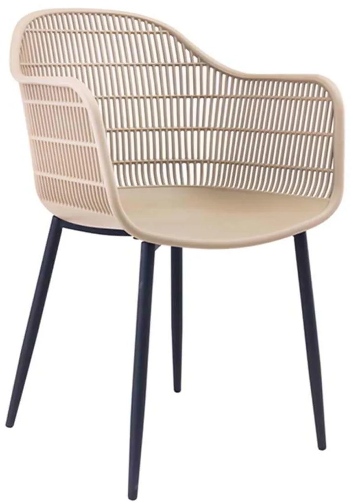 Πολυθρόνα BERRY Μεταλλική Μαύρη/PP-UV Tortora 58x58x85cm