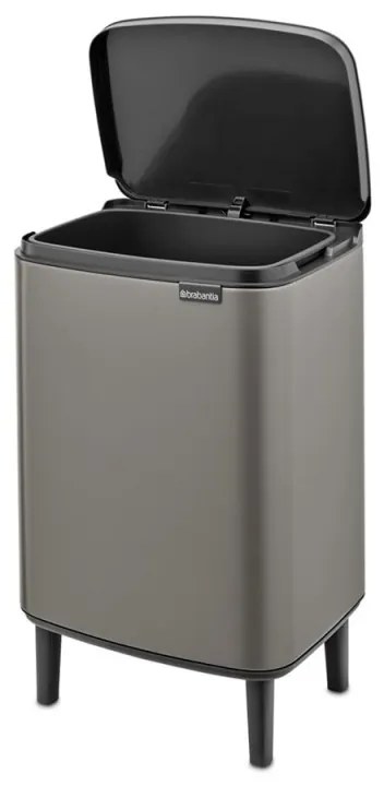 Κάδος απορριμμάτων Brabantia Bo Small Hi 12L, Ομαλό και αθόρυβο άνοιγμα, Αντιολισθητική βάση, Γκρι