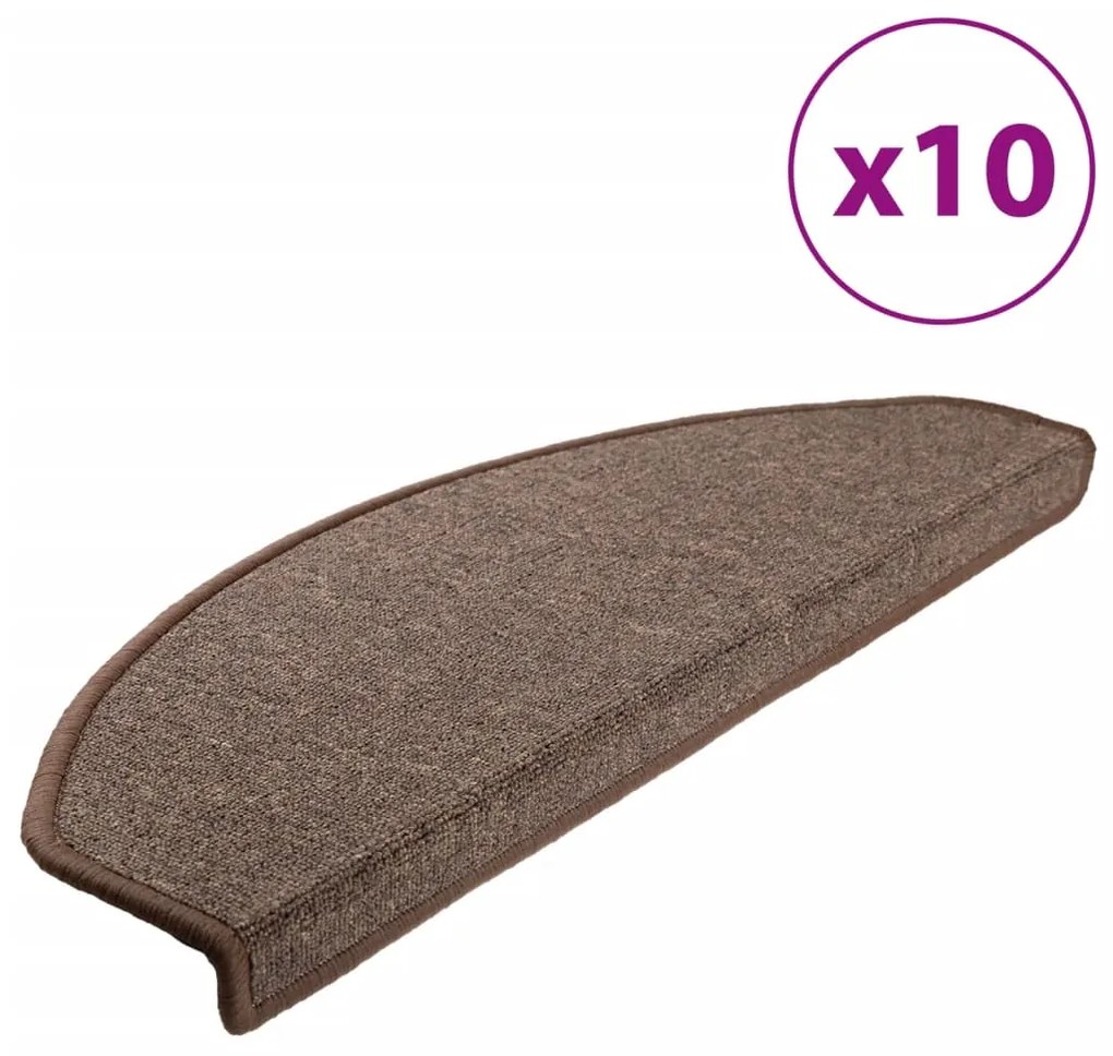 vidaXL Πατάκια Σκαλοπάτια 10 τεμ. 65x24x4 εκ. Καφέ Καφέ Ημίστρογγυλά Μεγάλα