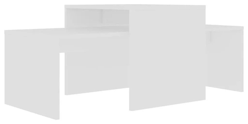 Σετ Τραπεζάκια Σαλονιού Λευκά 100 x 48 x 40 εκ. από Μοριοσανίδα - Λευκό