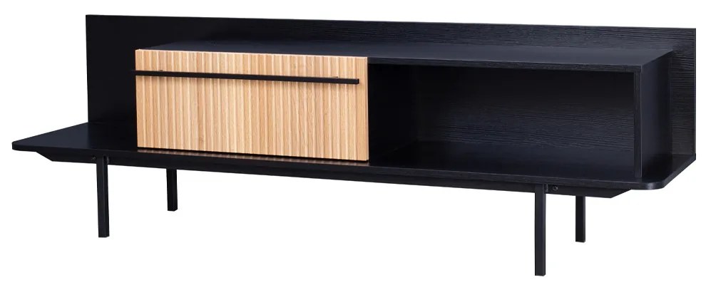 ORIGAMI TV STAND 1ΠΟΡΤΑ ΜΑΥΡΟ SONOMA 160x39,5xH50cm - 05-0720