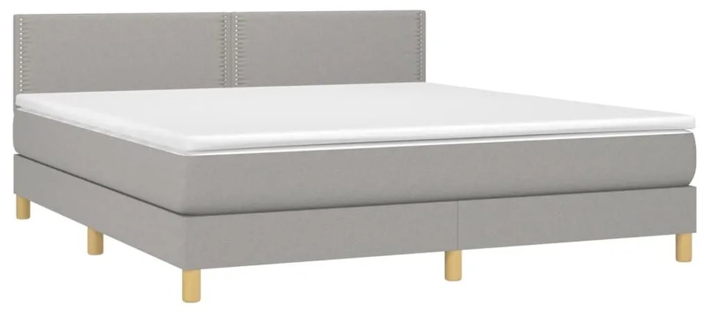 Κρεβάτι Boxspring με Στρώμα Αν. Πράσινο 160x200εκ Υφασμάτινο - Γκρι