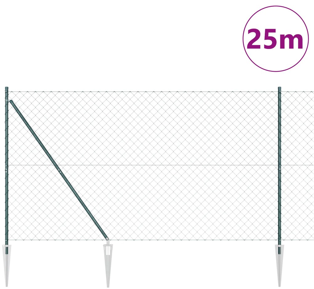 vidaXL Συρμάτινος Φράχτης με 13 Σημαίες 1,6x25 μ από Γαλβανισμένο Χάλυβα