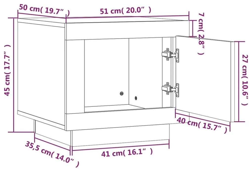 Τραπεζάκι Σαλονιού Λευκό &amp; Sonoma Δρυς 51x50x45 εκ. Επεξ. Ξύλο - Μπεζ