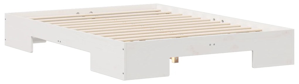 vidaXL Κρεβάτι δαπέδου Λευκό 140 x 190 εκ Μασίφ ξύλο πεύκου