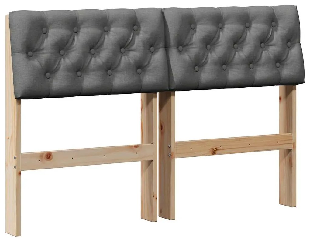 vidaXL Ταπετσαρισμένο κεφαλάρι Σκούρο Γκρι 120 cm Στερεά ξυλεία πεύκου