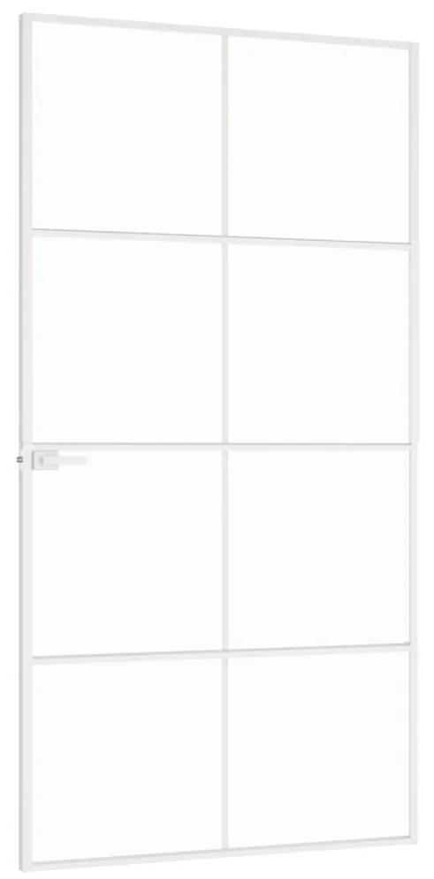 vidaXL Εσωτερική Πόρτα Λευκή 102x201,5εκ. Ψημένο Γυαλί&Λεπτό Αλουμίνιο