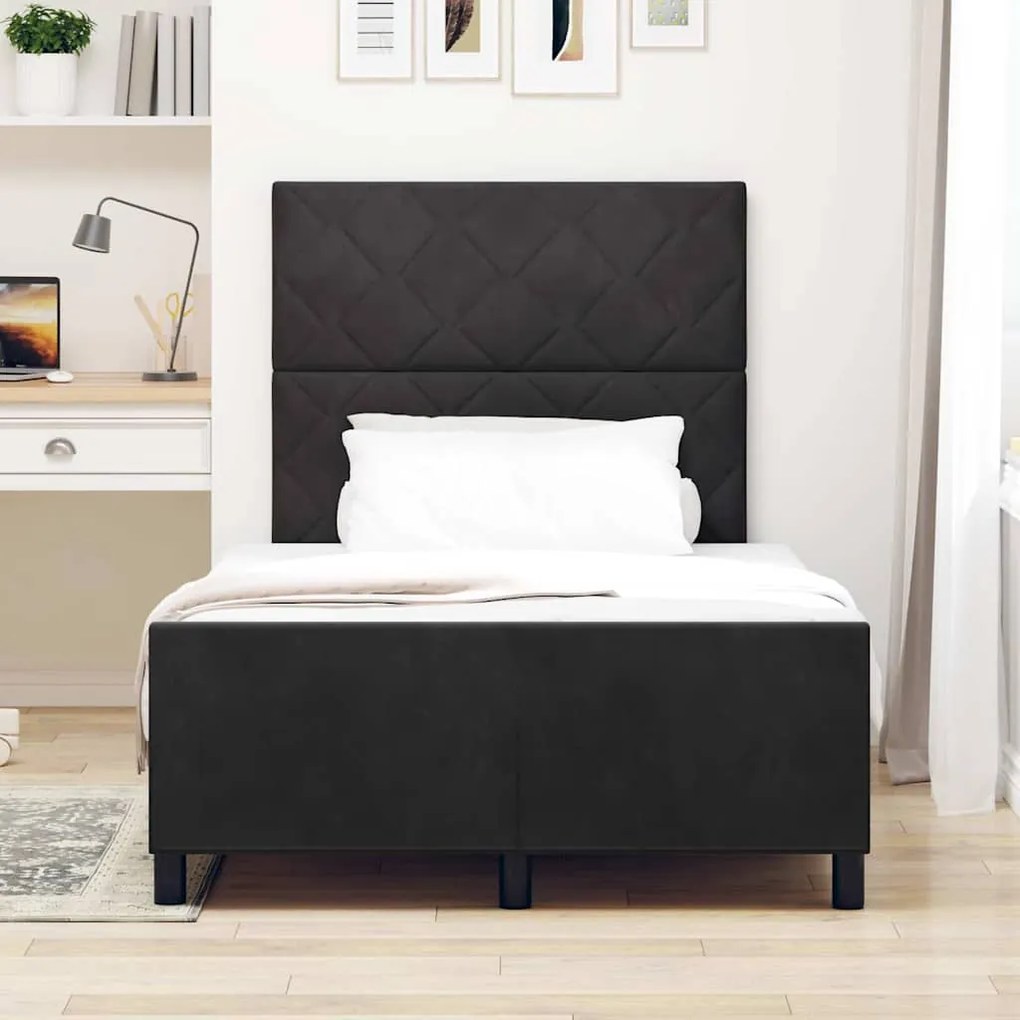 vidaXL Σκελετός Κρεβατιού με κεφαλάρι Μαύρο 120 x 200 cm Βελούδο