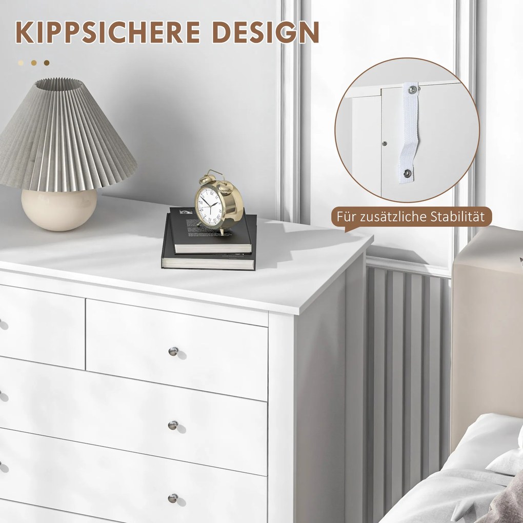 HOMCOM Συρταριέρα, Έπιπλο μπουφέ, αθόρυβο άνοιγμα/κλείσιμο, προστασία από ανατροπή, 79 x 39,5 x 80,5 cm, Λευκό