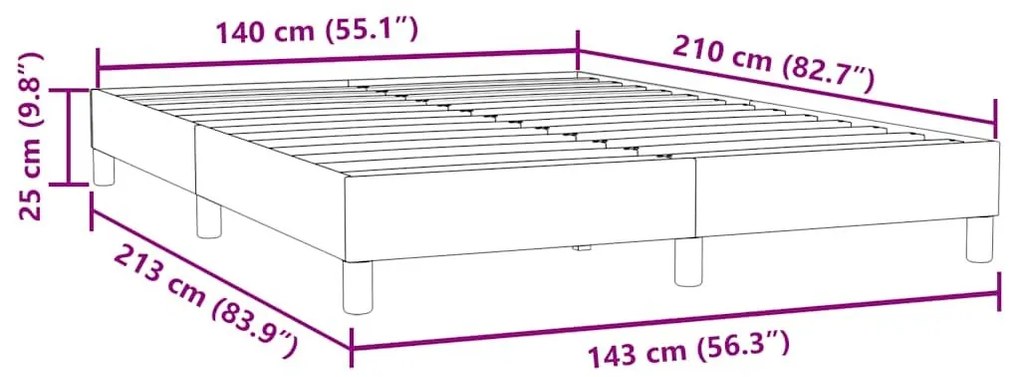 Σκελετός Κρεβατιού Χωρίς Στρώμα Αν. Γκρι 140x210 εκ. Βελούδινο - Γκρι