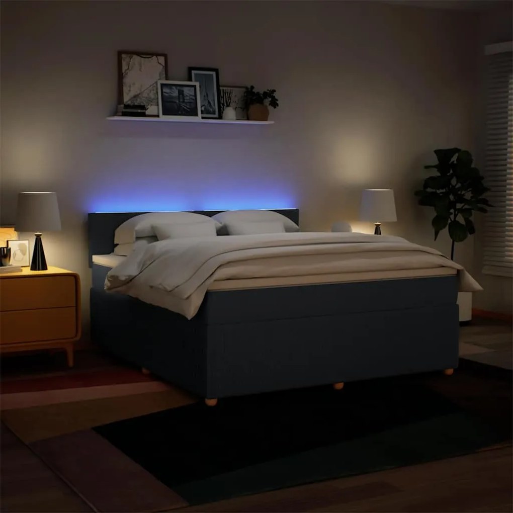 vidaXL Κρεβάτι Boxspring με Στρώμα Μπλε 180x200 εκ. Υφασμάτινο