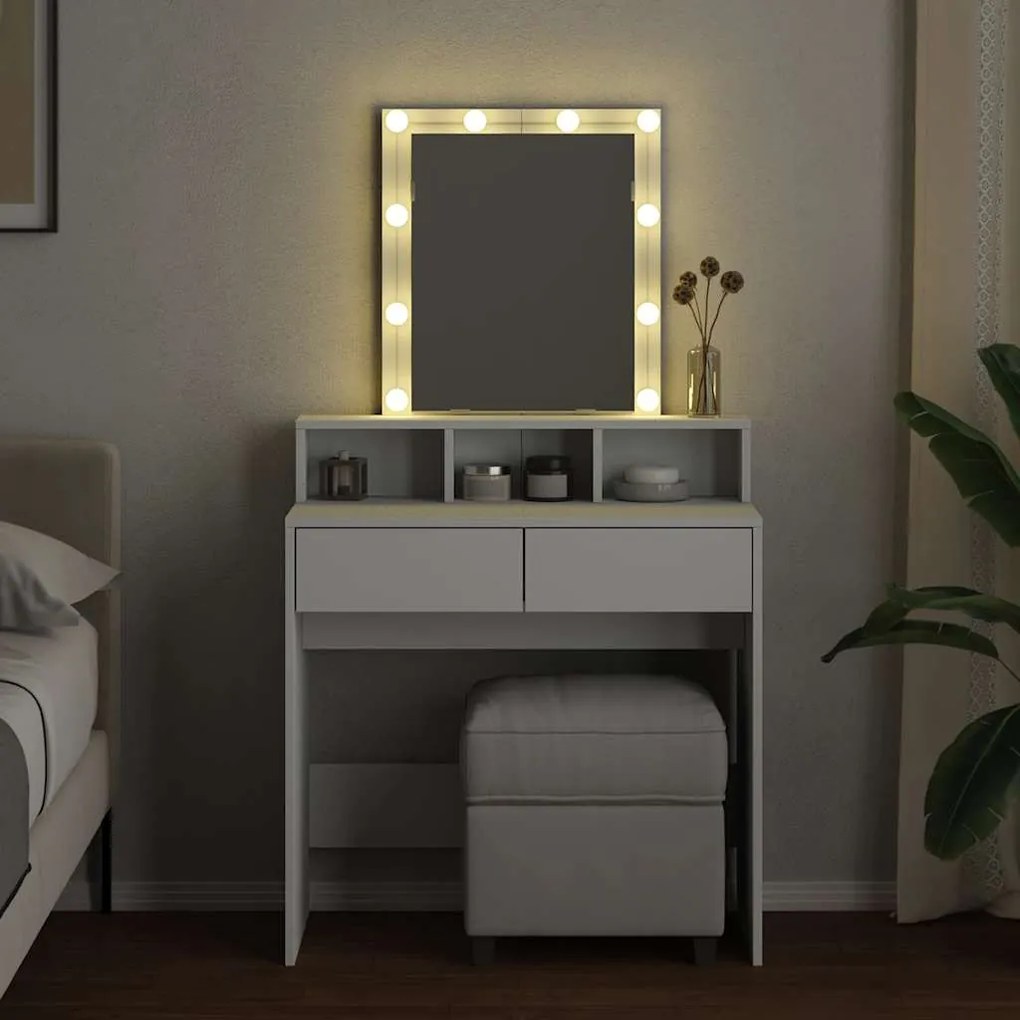 vidaXL Μπουντουάρ με LED Λευκό 80 x 41 x 144,5 εκ.