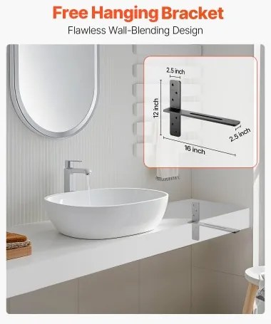 VEVOR 2 Pcs Shelf Brackets 16 inch / 406.4 mm Heavy Duty Floating Shelf Brackets