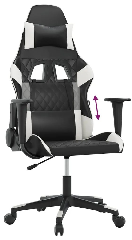 vidaXL Καρέκλα Gaming Μαύρο/Λευκό από Συνθετικό Δέρμα