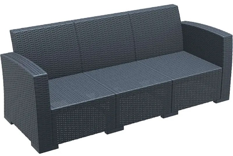 Καναπές 3Θεσιος Monaco Dark Grey Πολυπροπυλενίου 198X79X79εκ.