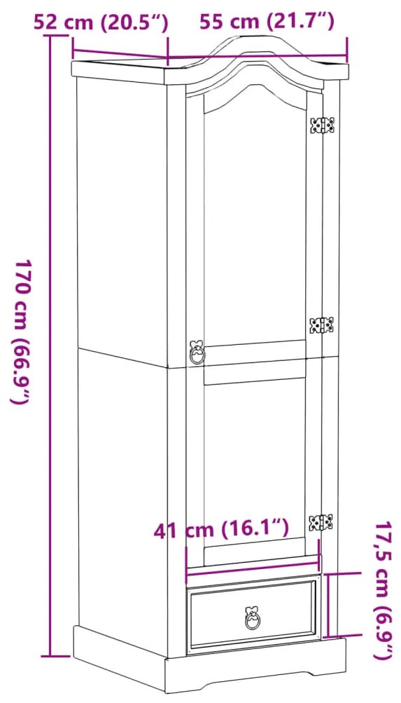 ΝΤΟΥΛΑΠΑ CORONA 55X52X170 ΕΚ. ΑΠΟ ΜΑΣΙΦ ΞΥΛΟ ΠΕΥΚΟΥ 4002765