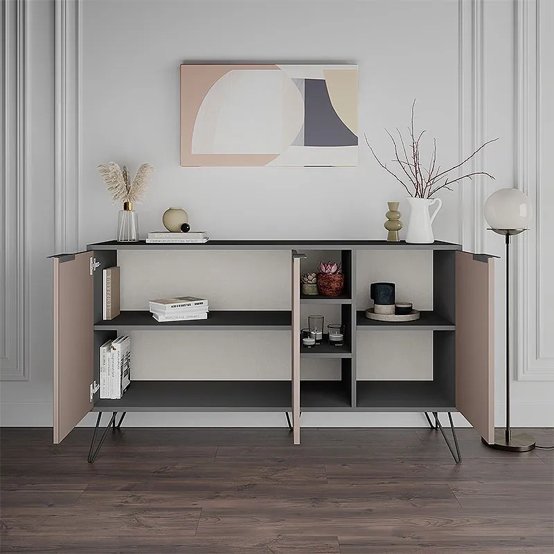 ΜΠΟΥΦΕΣ CLARA MEGAPAP ΧΡΩΜΑ ΑΝΘΡΑΚΙ - ΑΝΟΙΧΤΗ ΜΟΚΑ 142X35,6X83ΕΚ.