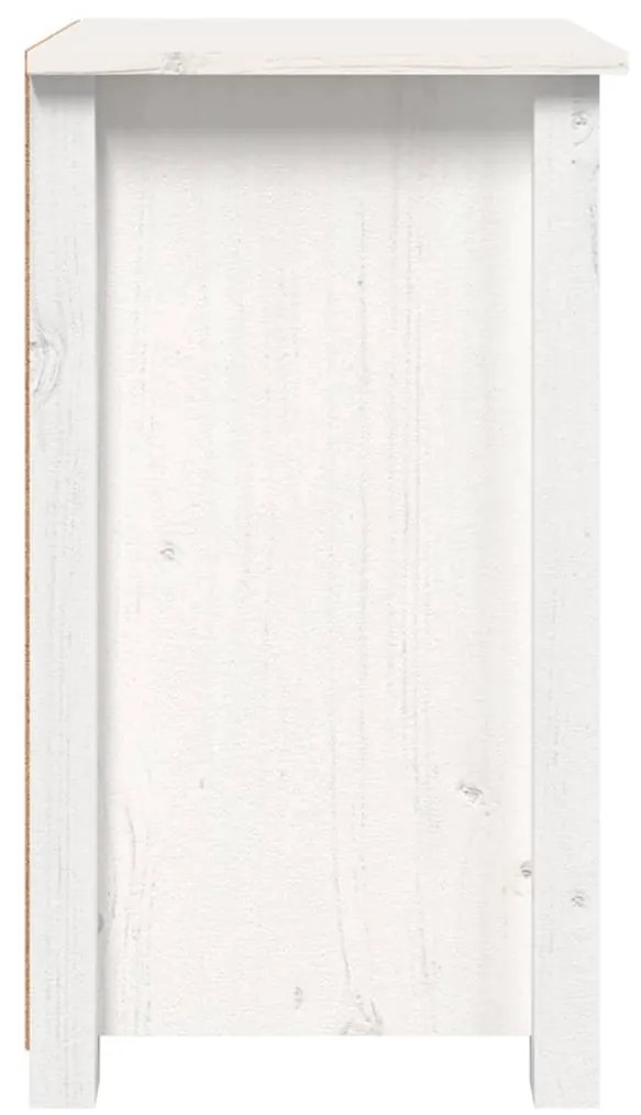 vidaXL Κομοδίνο Λευκό 40 x 35 x 61,5 εκ. από Μασίφ Ξύλο Πεύκου