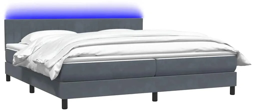 vidaXL Κρεβάτι Boxspring με Στρώμα Σκούρο Γκρι 200x210 εκ. Βελούδινο