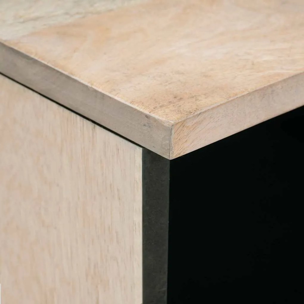 vidaXL Κομοδίνο με συρτάρι Μπεζ 50 x 33 x 60 εκ Μασίφ ξύλο μάνγκο