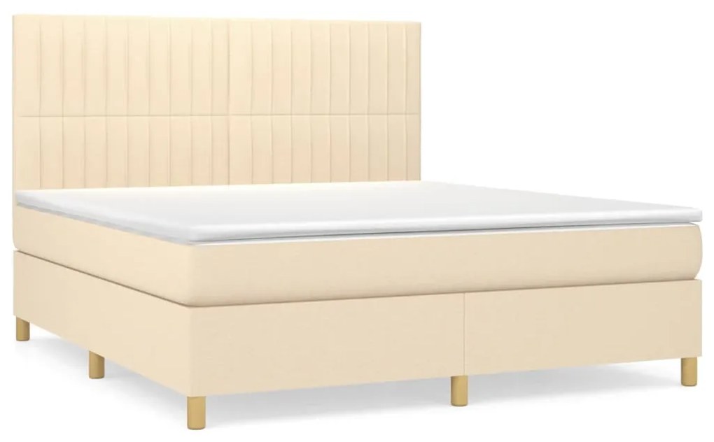 vidaXL Κρεβάτι Boxspring με Στρώμα Κρεμ 180x200 εκ. Υφασμάτινο