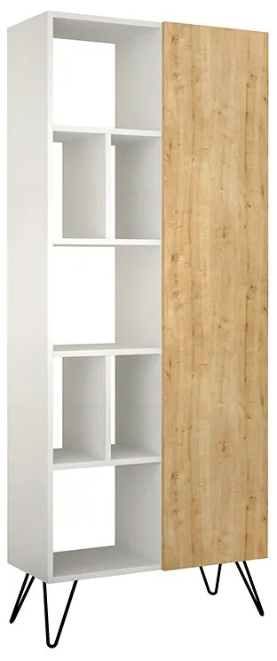 ΒΙΒΛΙΟΘΗΚΗ JEDDA MEGAPAP ΧΡΩΜΑ ΛΕΥΚΟ - ΦΥΣΙΚΟ ΟΞΙΑΣ 80,6X29,6X191ΕΚ.