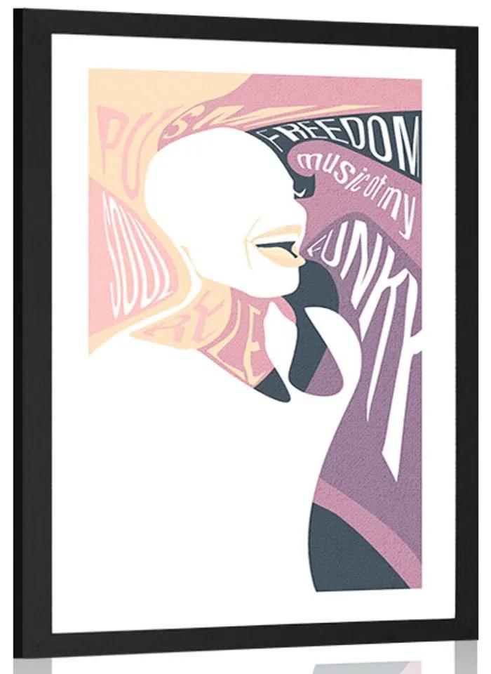 Αφίσα με παρπαστού Γυναίκα με αφιέρωση σε απαλά χρώματα - 20x30 silver