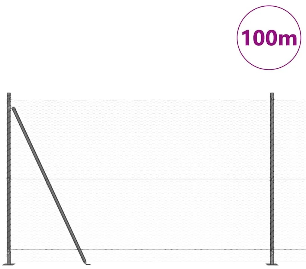 vidaXL Φράχτης με Στήλες. Γκρι 1.4 x 100 m Ατσάλι με επικάλυψη PVC