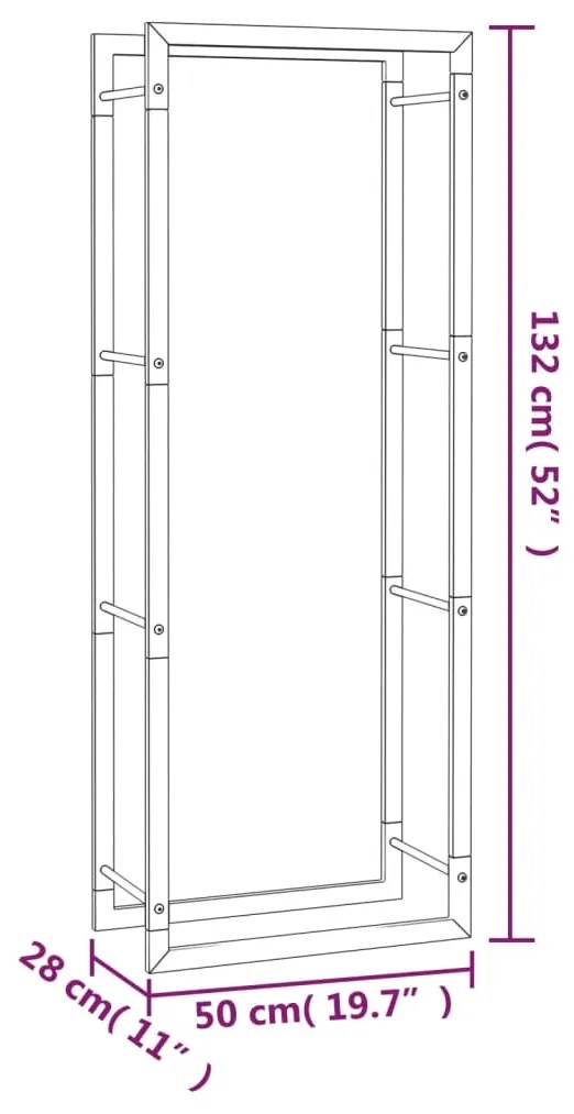 vidaXL Ραφιέρα Καυσόξυλων Ματ Μαύρο 50x28x132 εκ. Ατσάλι