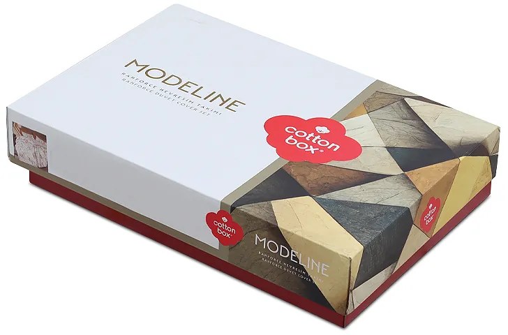 Σετ παπλωματοθήκη Leron Cotton Box 4 τμχ Διπλή (200x220) χρώμα γκρι