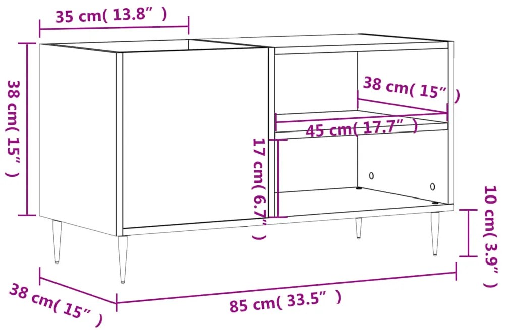 Δισκοθήκη Γκρι Sonoma 85 x 38 x 48 εκ. από Επεξεργασμένο Ξύλο - Γκρι