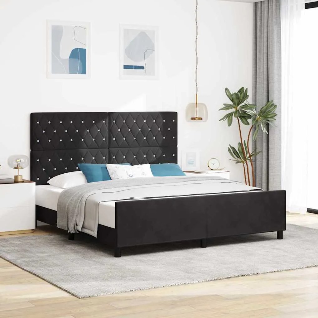 vidaXL Κρεβάτι Μαύρο 180x200 εκ. Βελούδο