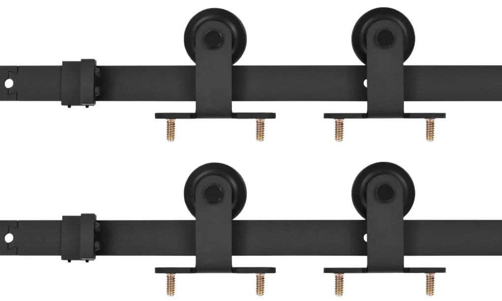 vidaXL Μηχανισμοί Συρόμενης Μεσόπορτας 2 τεμ. Μαύροι 183 εκ. Ατσάλινοι