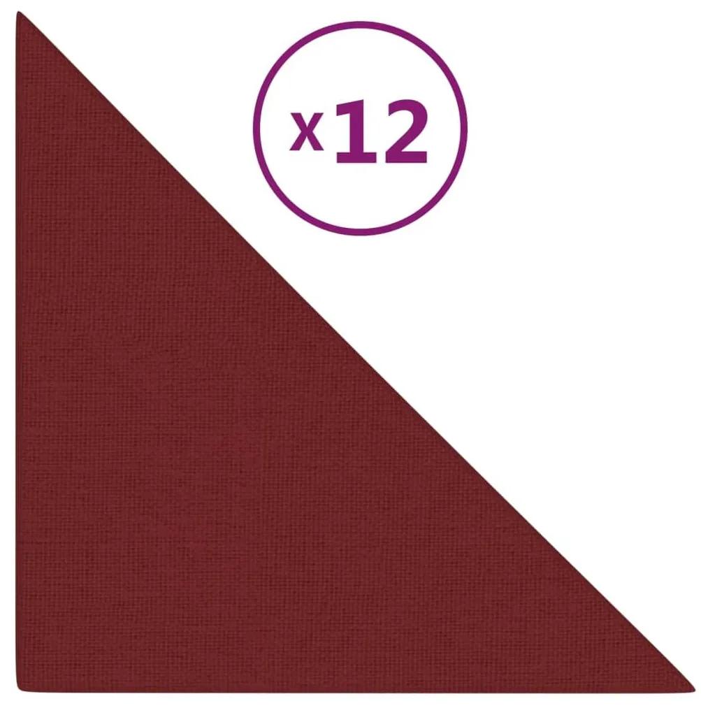 Πάνελ Τοίχου 12 τεμ. Μπορντό 30 x 30 εκ. 0,54 μ² Υφασμάτινα - Κόκκινο