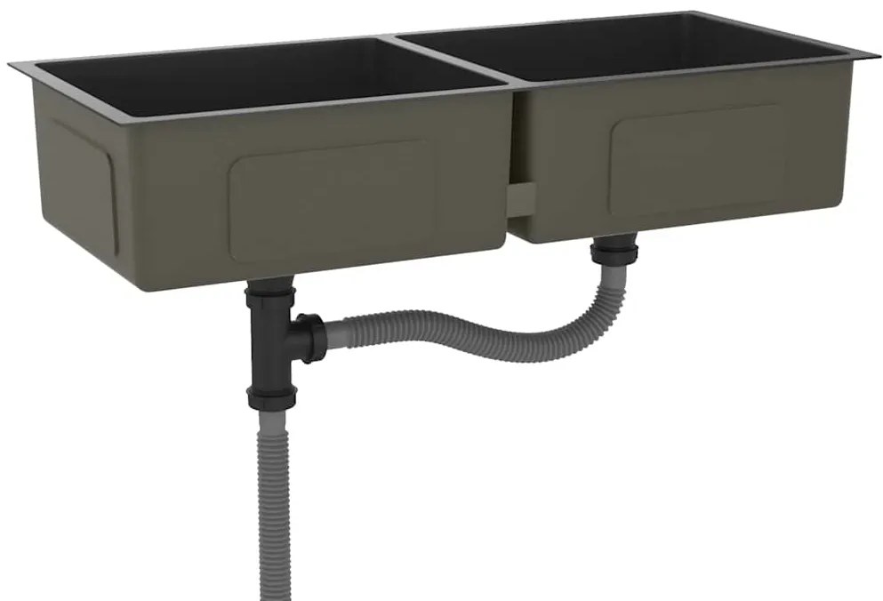 vidaXL Νεροχύτης Κουζίνας Χειροποίητος Μαύρος από Ανοξείδωτο Ατσάλι