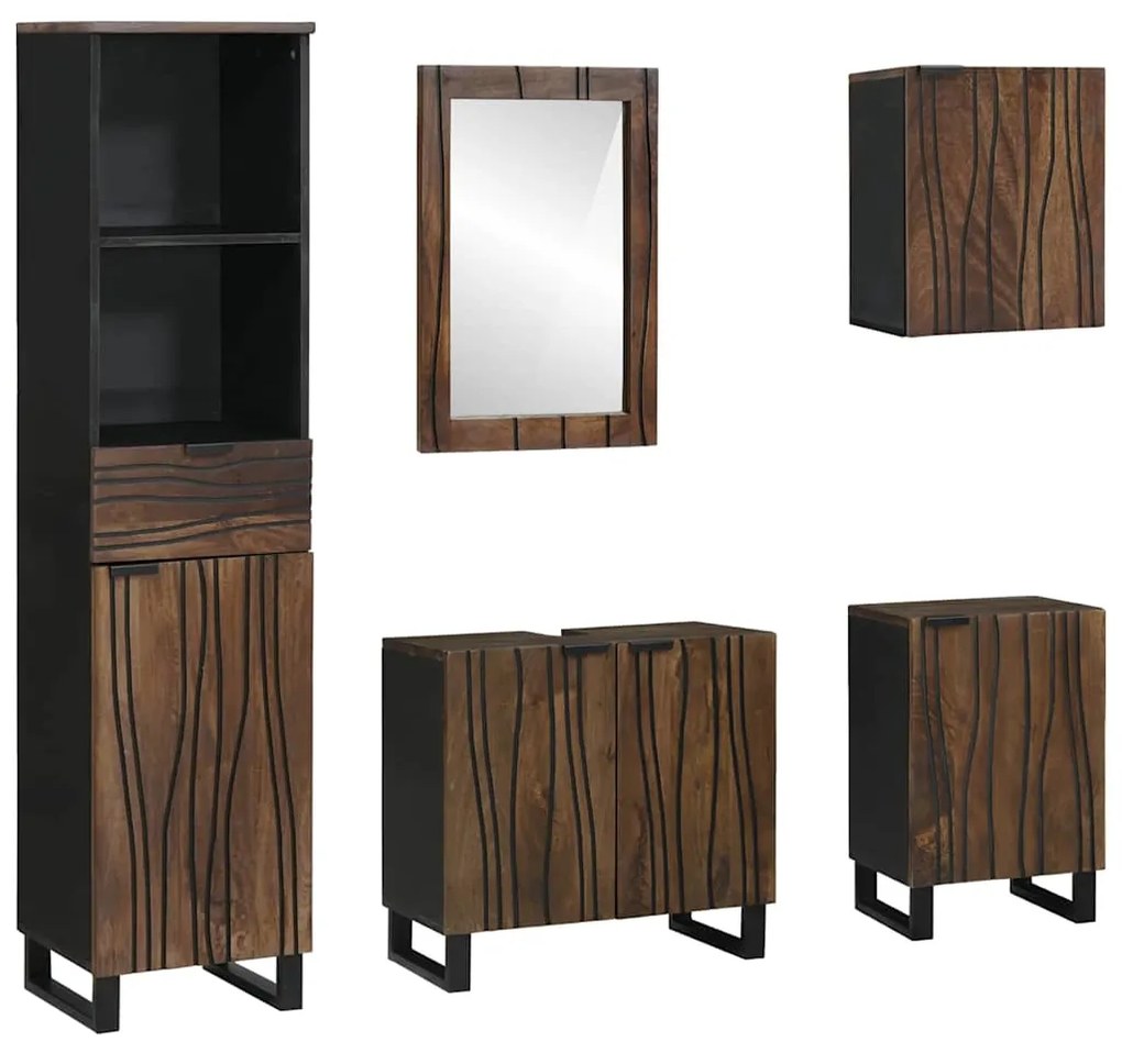 vidaXL Σετ Επίπλων Μπάνιου με συρτάρι 5 pcs Λευκό 38 x 33 x 160 εκ.