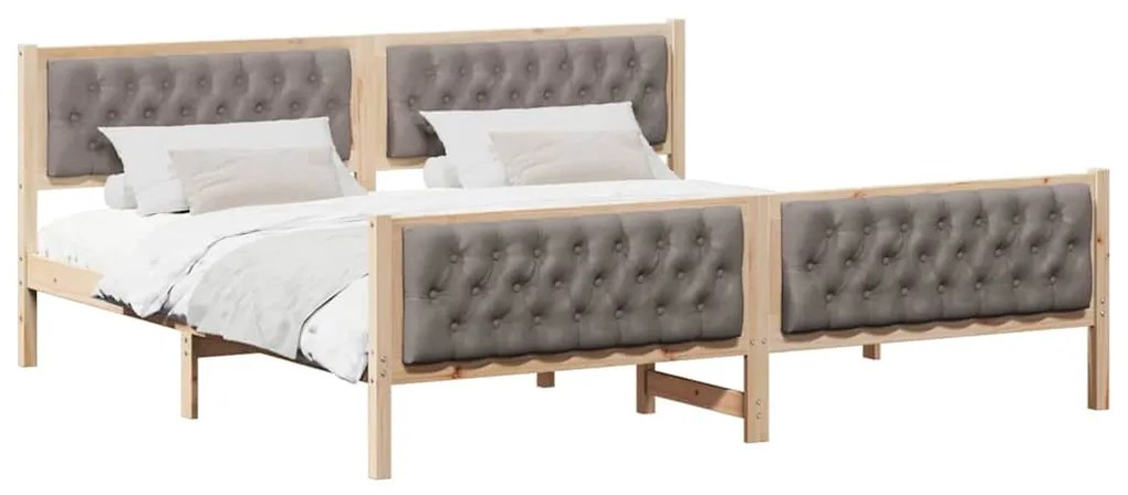 vidaXL Σκελετός Κρεβατιού Taupe 200 x 200 cm Στερεά ξυλεία πεύκου