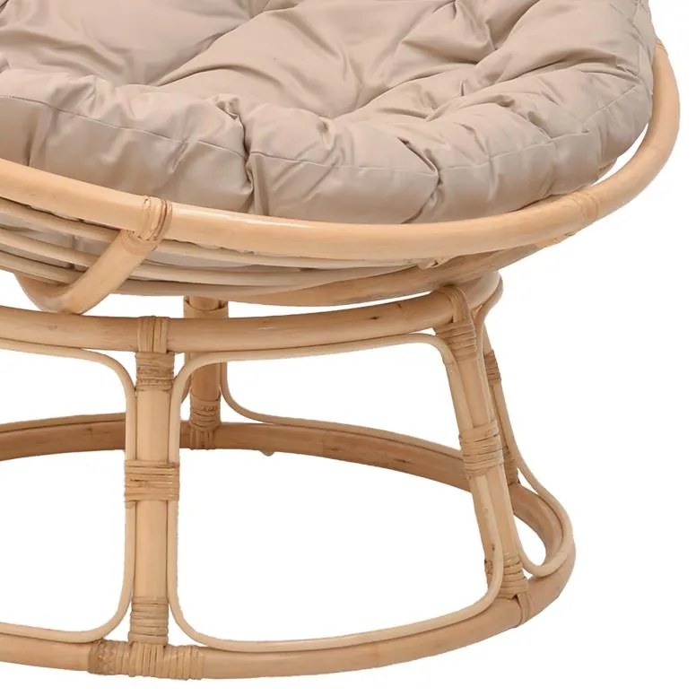 Καρέκλα - Πολυθρόνα Servey rattan pe σε φυσική απόχρωση-μπεζ μαξιλάρι Φ115x58 εκ. 115x115x58 εκ.