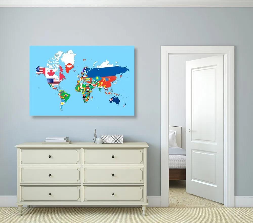 Εικόνα στον παγκόσμιο χάρτη φελλού με σημαίες - 120x80  transparent