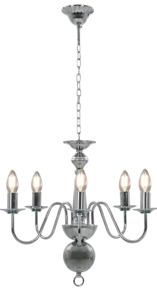 vidaXL Πολυέλαιος Ασημί με 5 Ντουί Ε14