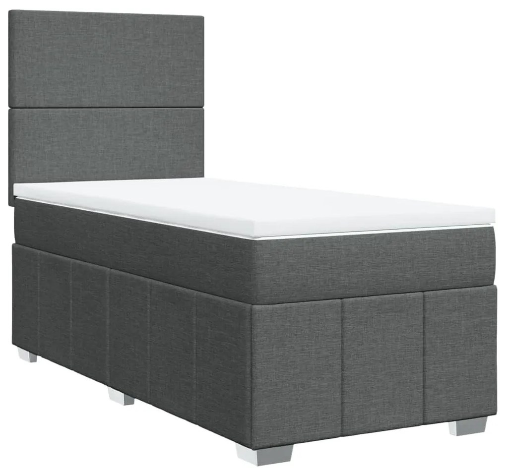 Κρεβάτι Boxspring με Στρώμα Σκούρο Γκρι 80x200 εκ. Υφασμάτινο - Γκρι