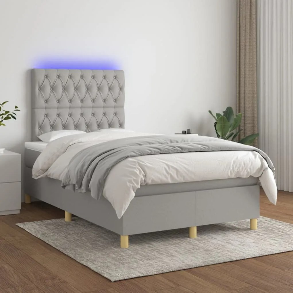 ΚΡΕΒΑΤΙ BOXSPRING ΜΕ ΣΤΡΩΜΑ &amp; LED ΑΝ.ΓΚΡΙ 120X200 ΕΚ ΥΦΑΣΜΑΤΙΝΟ 3135661