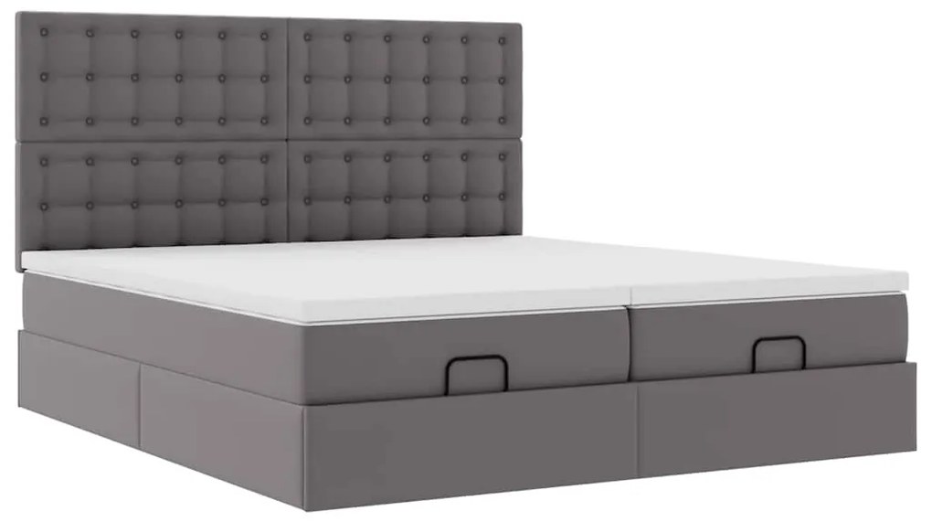 vidaXL Οθωμανικό Κρεβάτι με Στρώματα Γκρι 180x200cm Faux Leather