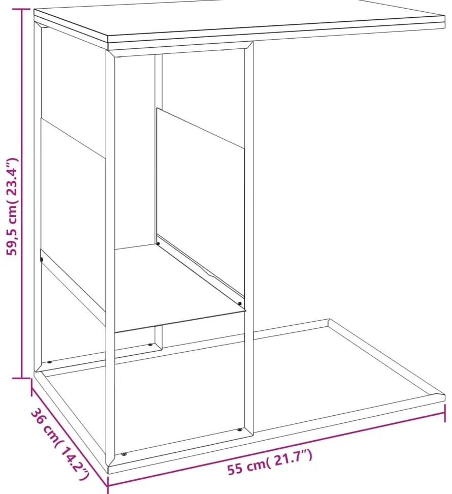 vidaXL Τραπέζι Βοηθητικό Μαύρο 55x36x59,5 εκ. από Επεξεργασμένο Ξύλο