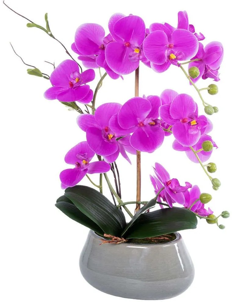 Τεχνητό Φυτό Σε Κασπώ Orchid 21119 Φ29x43cm Purple GloboStar Πηλός,Ύφασμα