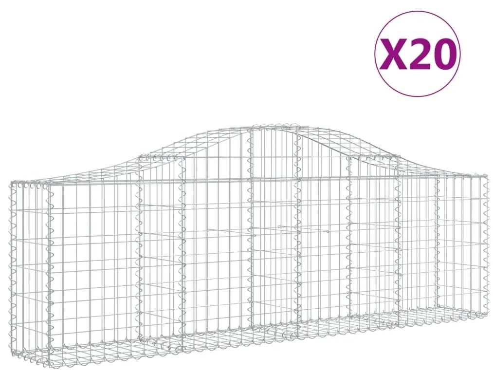 vidaXL Συρματοκιβώτια Τοξωτά 20 τεμ. 200x30x60/80 εκ. Γαλβαν. Ατσάλι