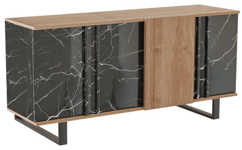 Μπουφές Amanda pakoworld καρυδί-μαύρο 160x40x78.5εκ