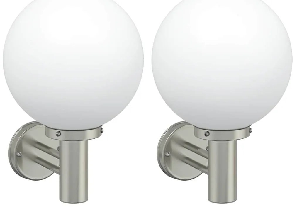 vidaXL Εξωτερικά Φωτιστικά Τοίχου 2 pcs Ασημί 28 x 25 x 38 εκ